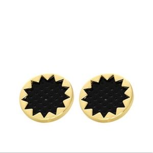 HOUSE OF HARLOW SUNBURST BUTTON EARRINGS BLACK